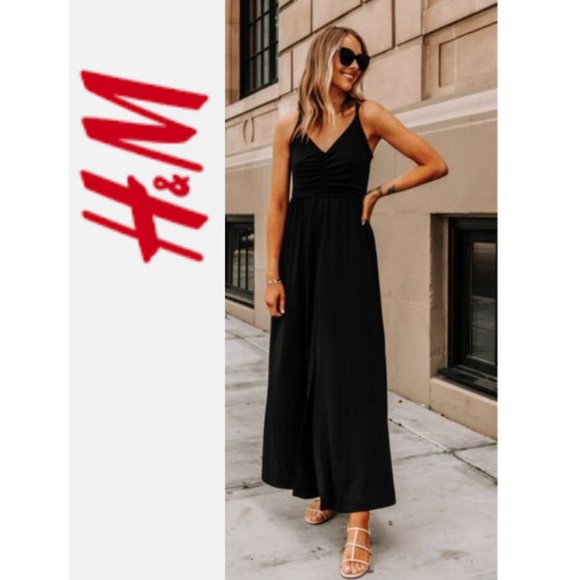 H&M Dresses & Skirts - H&M Black V-neck Jersey Tie-Top Straps Tank Maxi